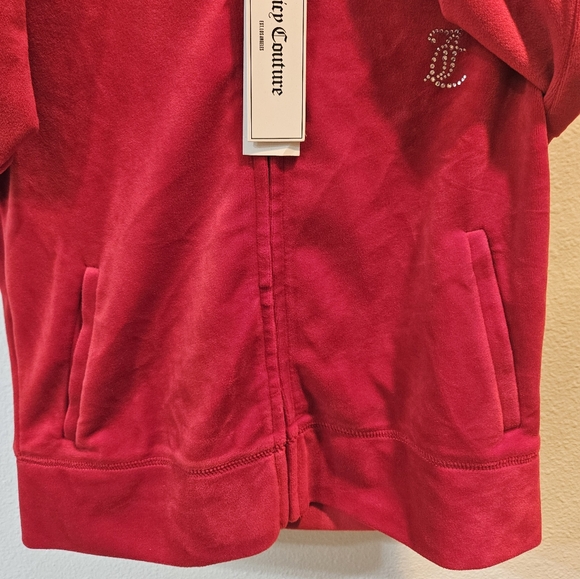 ✨️JUICY COUTURE RED VELOUR FULL ZIP HOODIE NEW SIZE XS✨️ - Picture 4 of 7